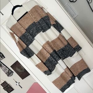 Striped Open-Front Cardigan Sweater